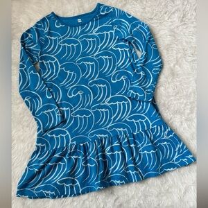 Tea Collection Ocean Blue Dress with White Wave Accents